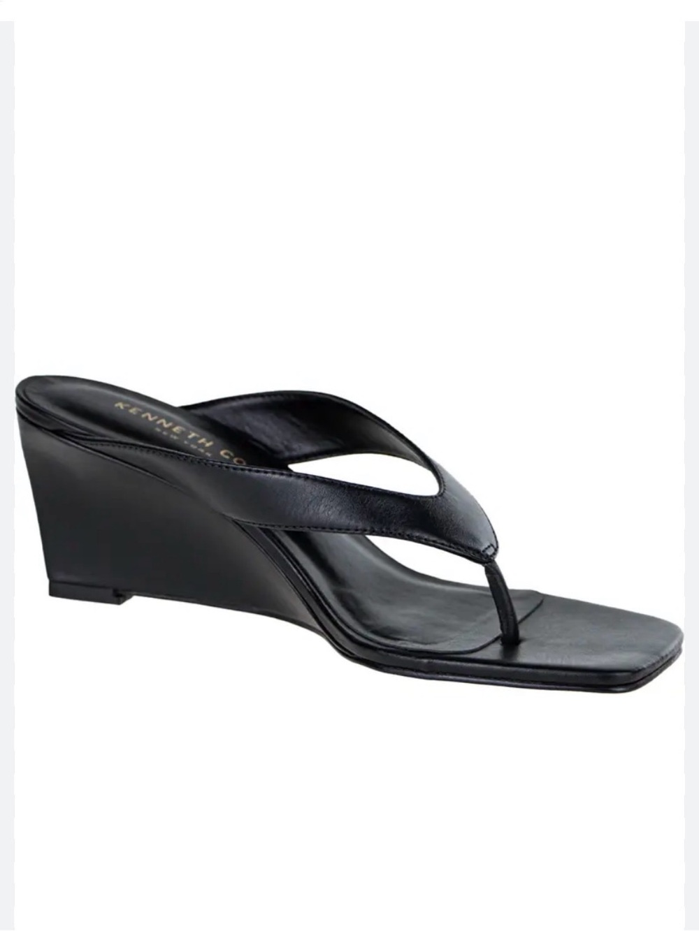 Kenneth Cole “Susannah” Black Wedge Thong Sandal Sz 8